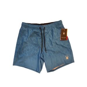 Spyder Men's Swim Trunks Lined Stretch Polyester UV Blue Size L NWT